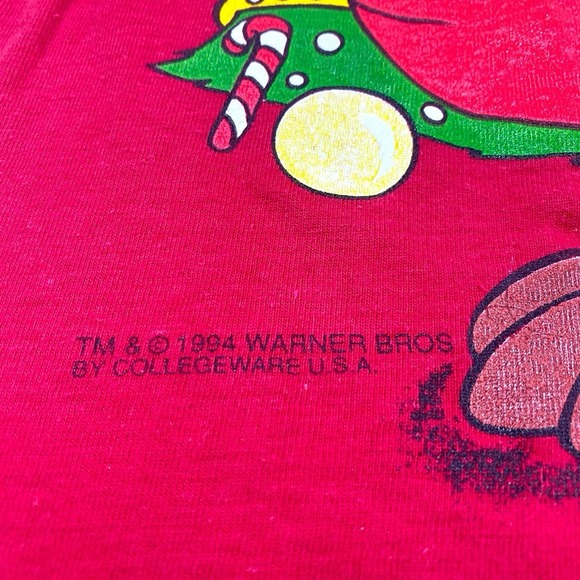 Vintage 1994 Galaxy Taz Tasmanian Devil Christmas T-Shirt Mens XXL Warner Bros - Picture 3 of 11